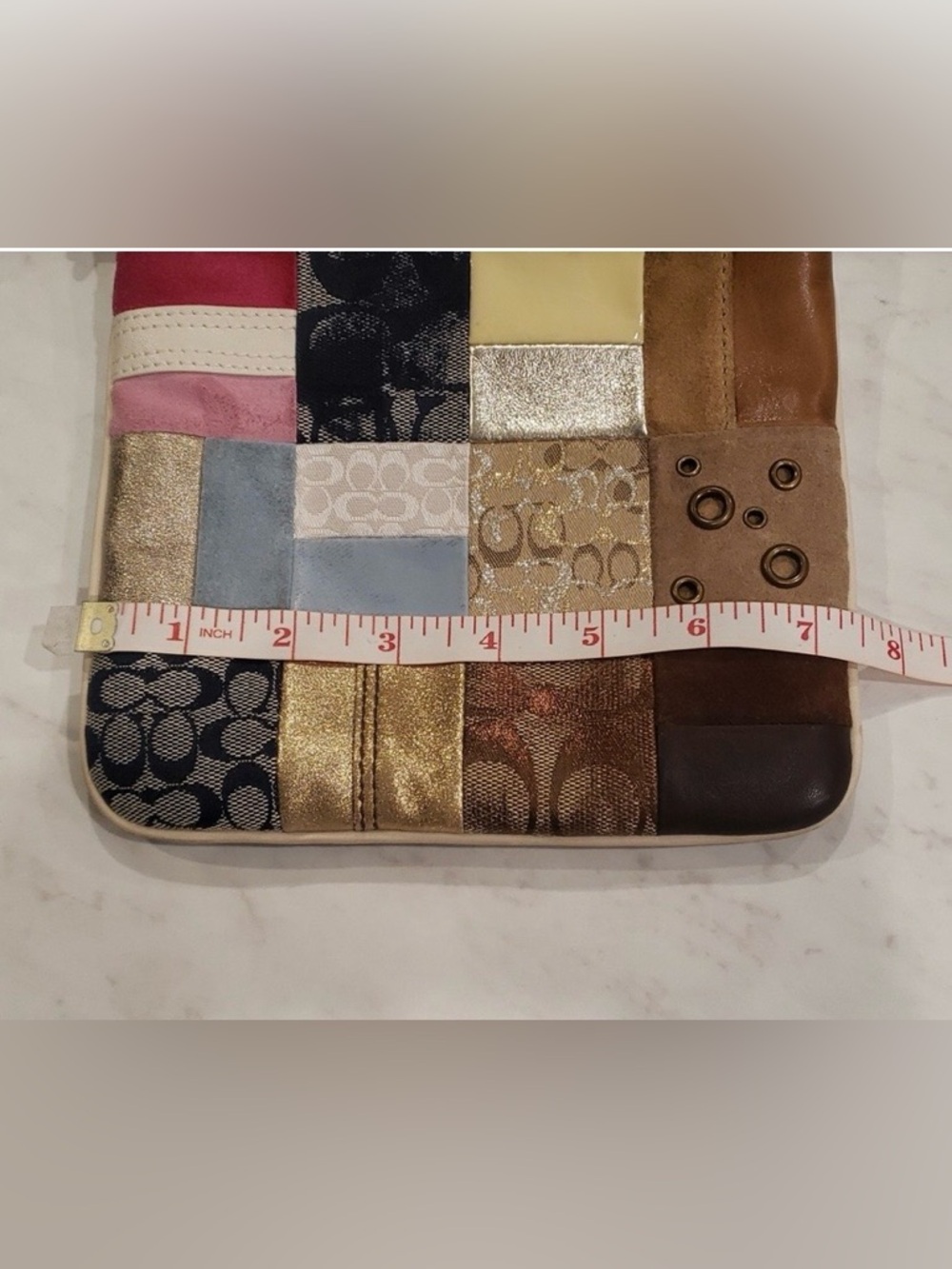 Coach Vintage Patchwork Crossbody Sling Bag in Pink, Yellow, Blue, Brown - Picture 7 of 9